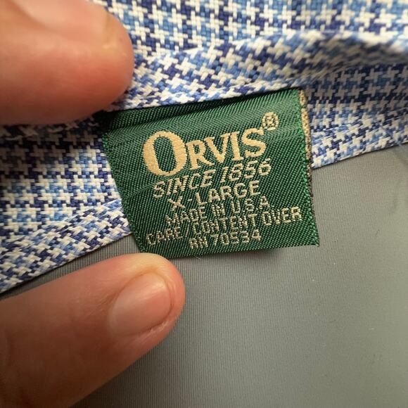 Orvis Vintage 90s XL Houndstooth Shirt USA Made - Picture 6 of 7